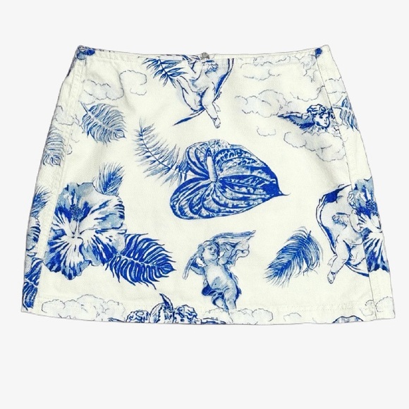 BDG Dresses & Skirts - Urban Outfitters BDG Blue and White Angel Print A-line Mini Skirt